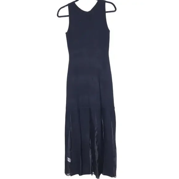 RAILS NEW Alessia A-Line Maxi Dress Black Mesh Pleated Heavy Knit Women's M - Picture 3 of 11